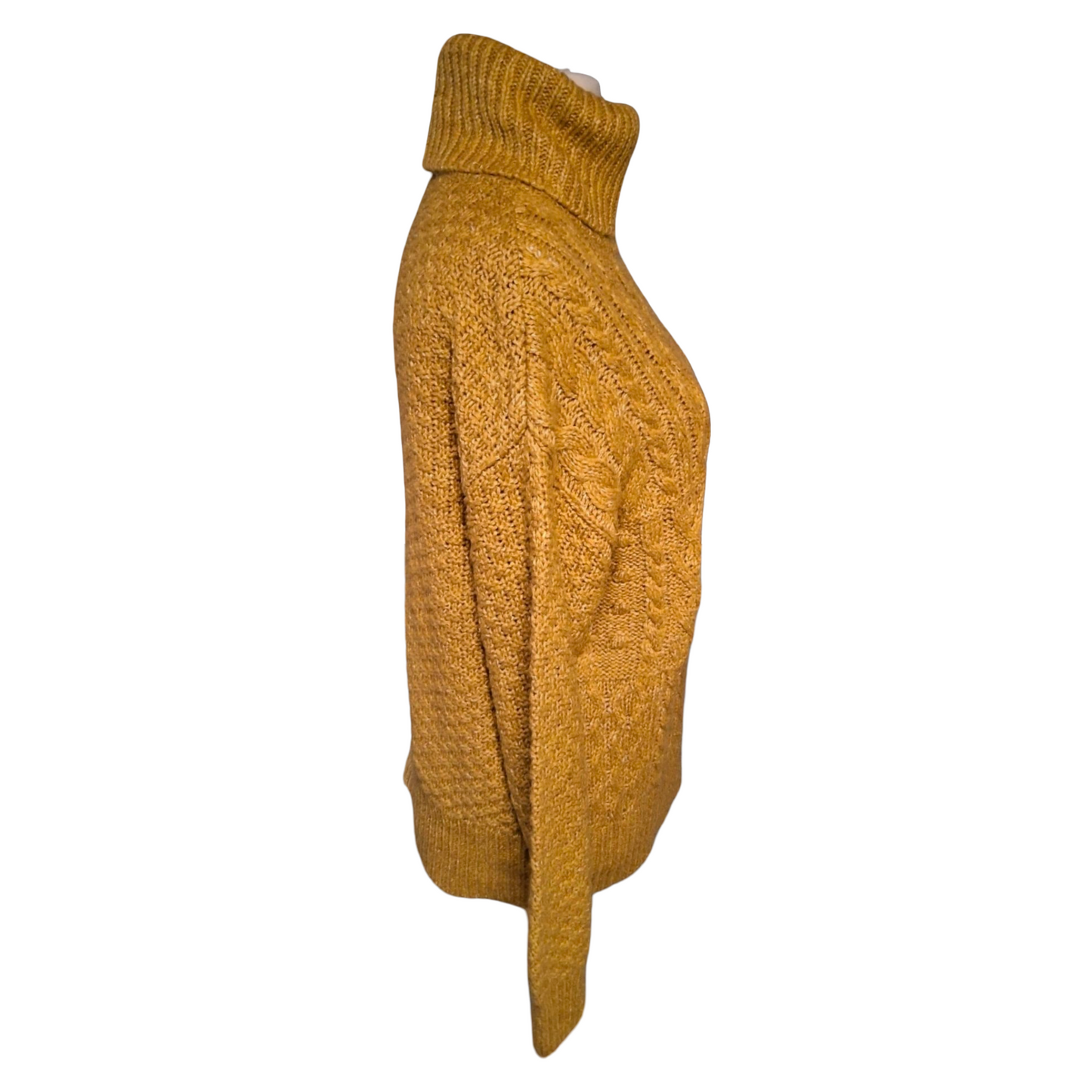 F&F Mustard Yellow Oversized Chunky Knit Turtleneck Jumper – Size 8
