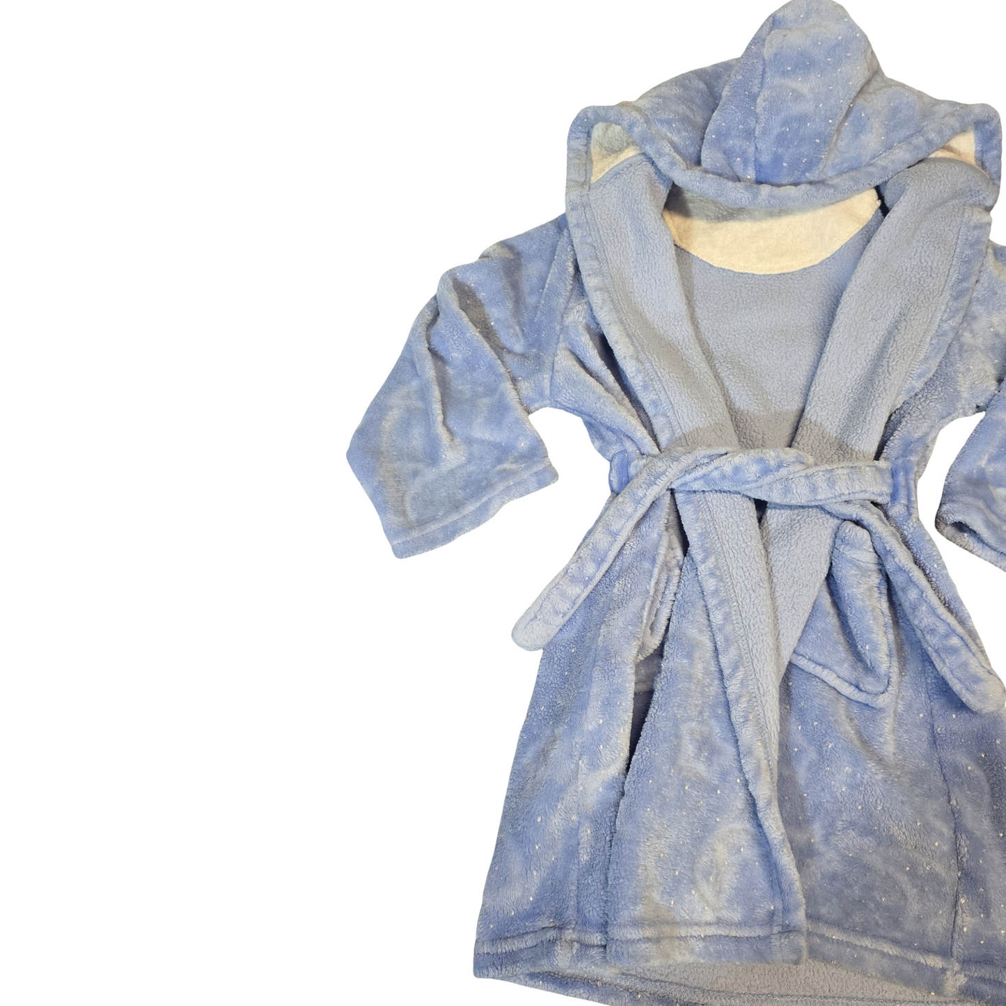 Nutmeg Girls Blue & White Polka Dot Hooded Dressing Gown – Age 5–6 Years