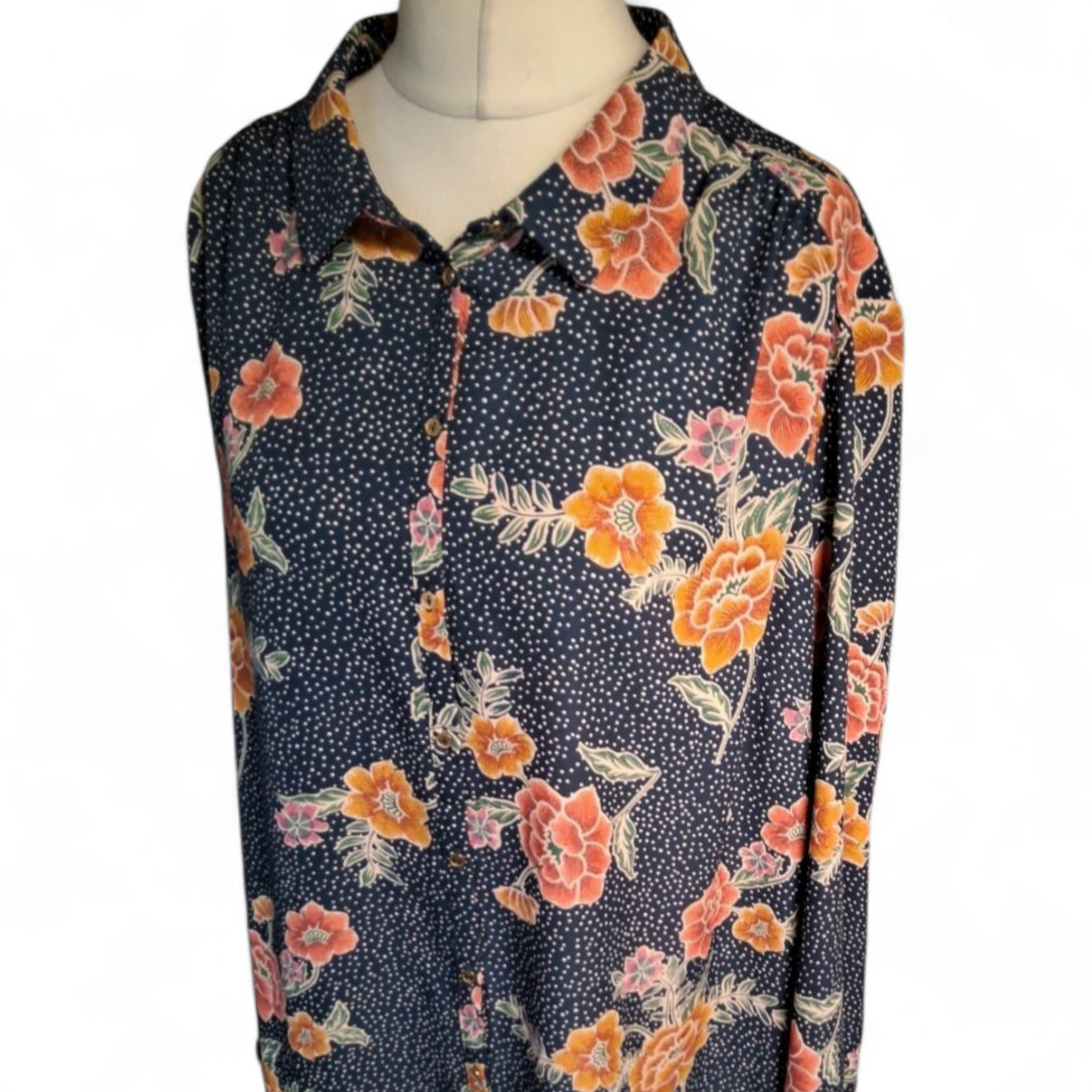 George Navy Multicoloured Floral Blouse – Size 22
