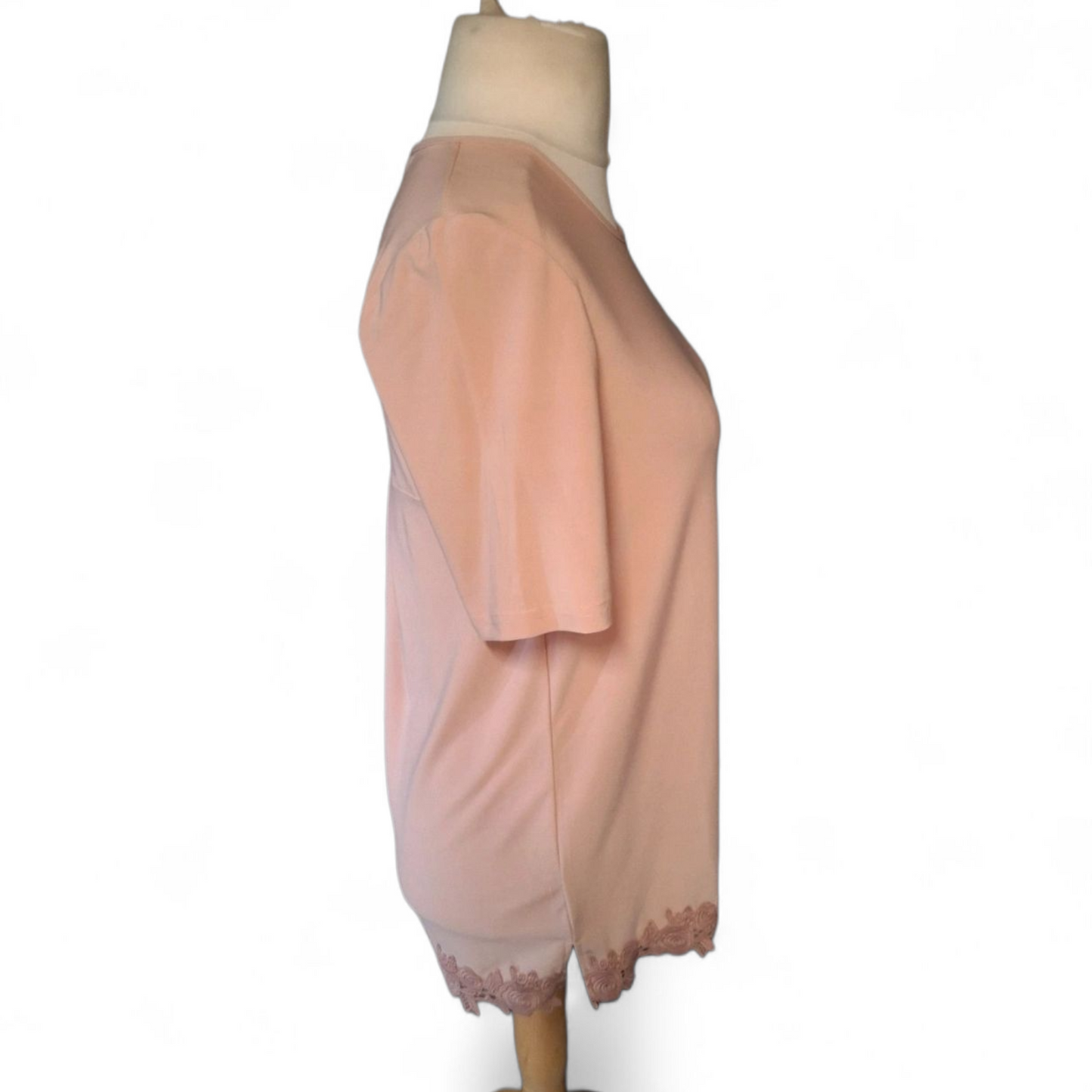 Nina Leonard Dusky Pink Lace Hem Mini Dress / Long Top – Size S (UK size 10/12)