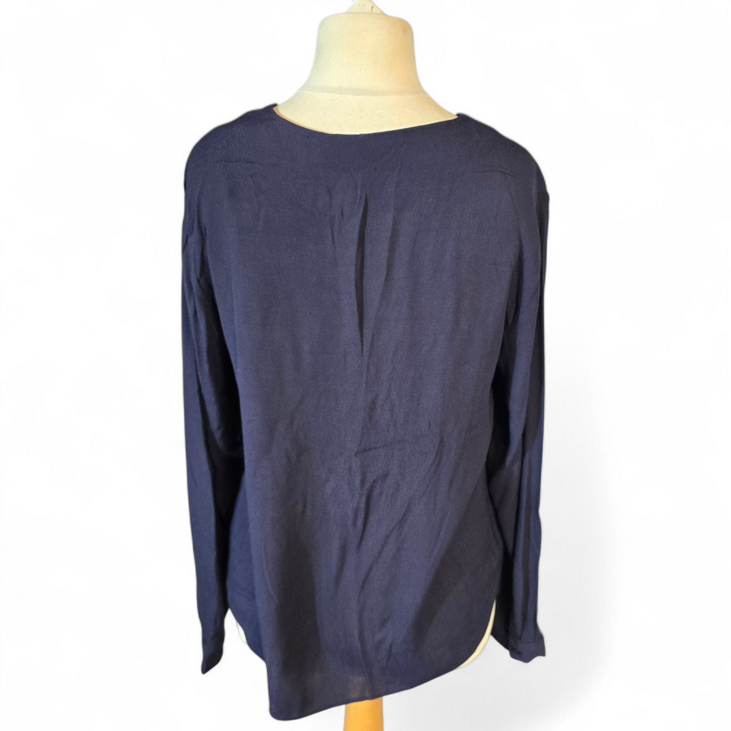 Warehouse Navy Long Sleeve Blouse – Size 12 – V-Neck