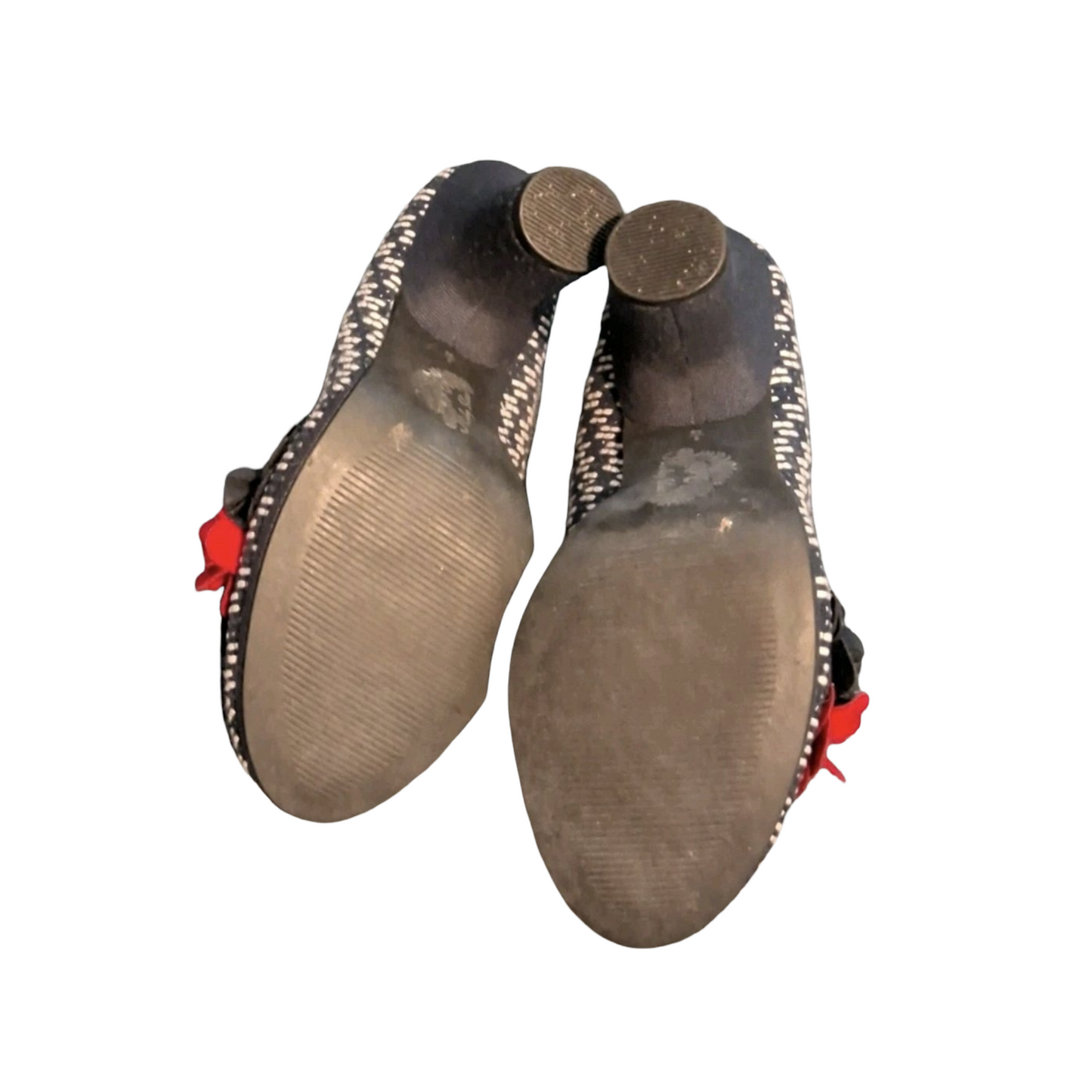 Ruby Shoo Navy White & Red Knit Design Block Heel Shoes – UK 5 – 9cm Heel