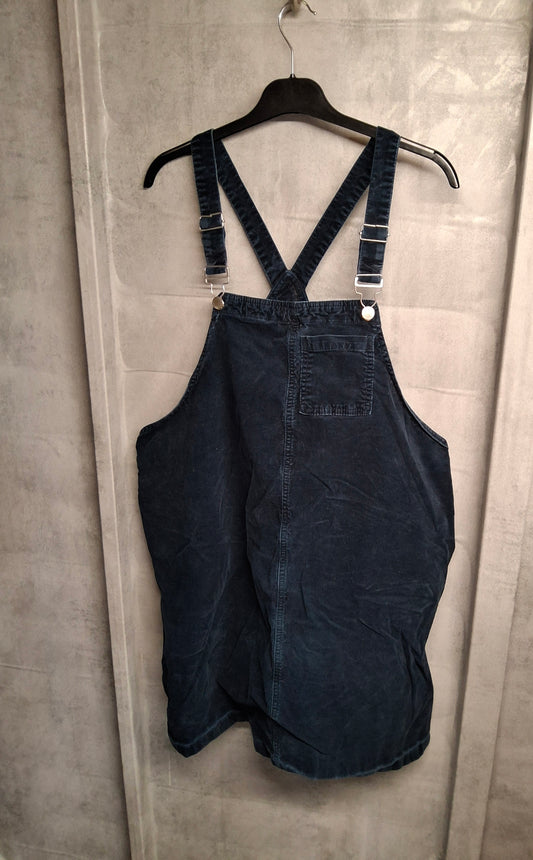 Tu Navy Cord Pinafore Dress – Size 20 – 100% Cotton – Front Pocket – Casual Layering