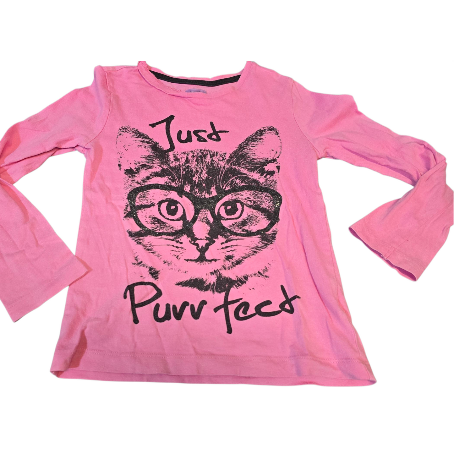 F&F Pink “Just Purrfect” Long Sleeve Tee – 5–6 Years Girls