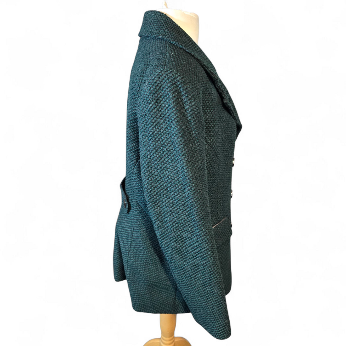 Debenhams Dark Green & Black Knitted Peacoat – Size 16