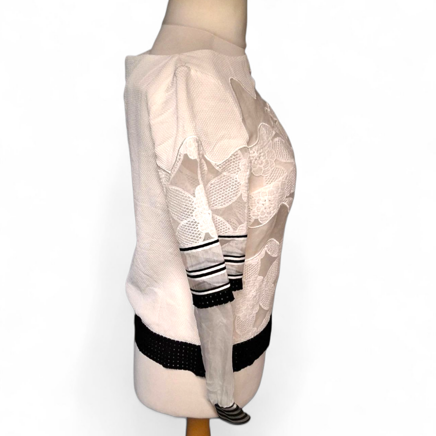 Maria Grazia Severi Sheer Floral Lace Top UK size 12 | Designer Italian Blouse | Statement Piece | Preloved Luxury