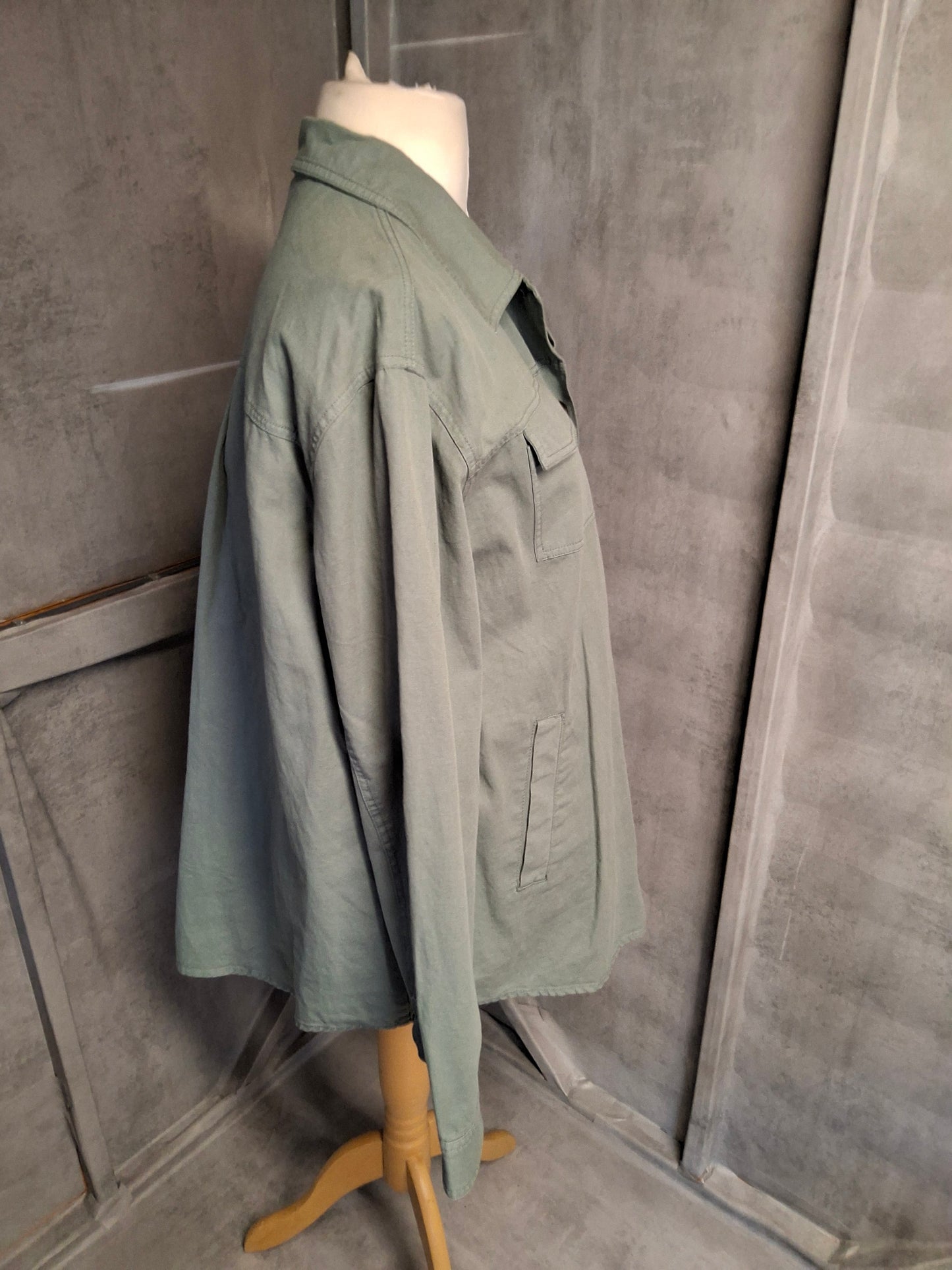 Joules Khaki Green Cotton & Linen Blend Shacket – Size 14