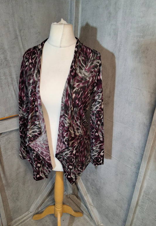 Mr Max Purple & Grey Waterfall Cardigan | Lightweight Sheer Look | XS size 8-10