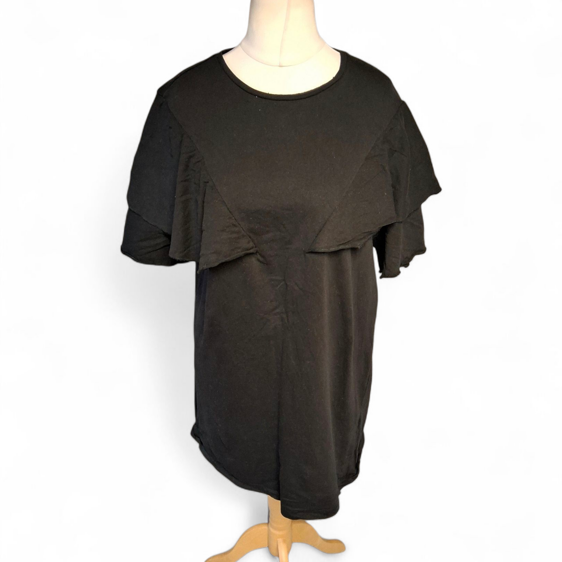 Zara Black Cotton T-Shirt Mini Dress – Euro L – UK size 12/14 Fit – 100% Cotton