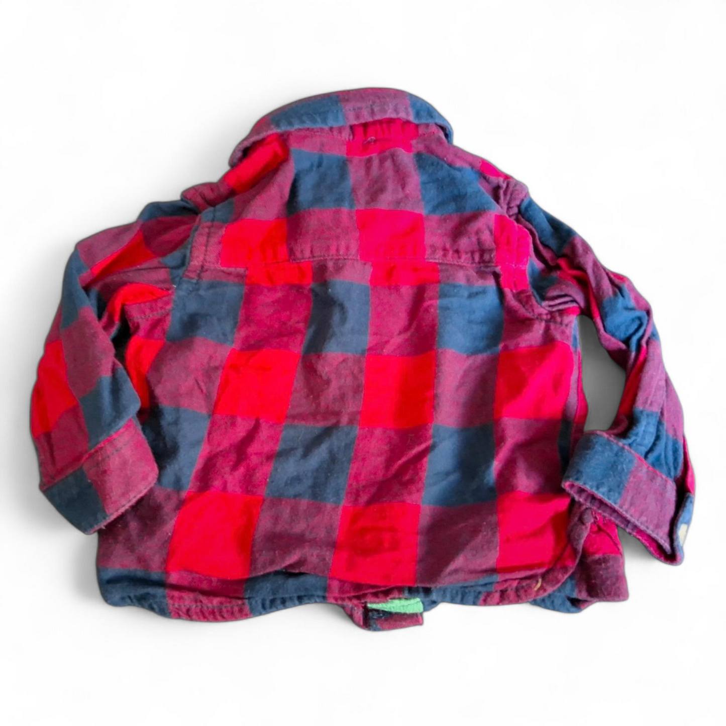 Mothercare Red & Navy Checked Shirt – Boys 3–6 Months – 100% Cotton