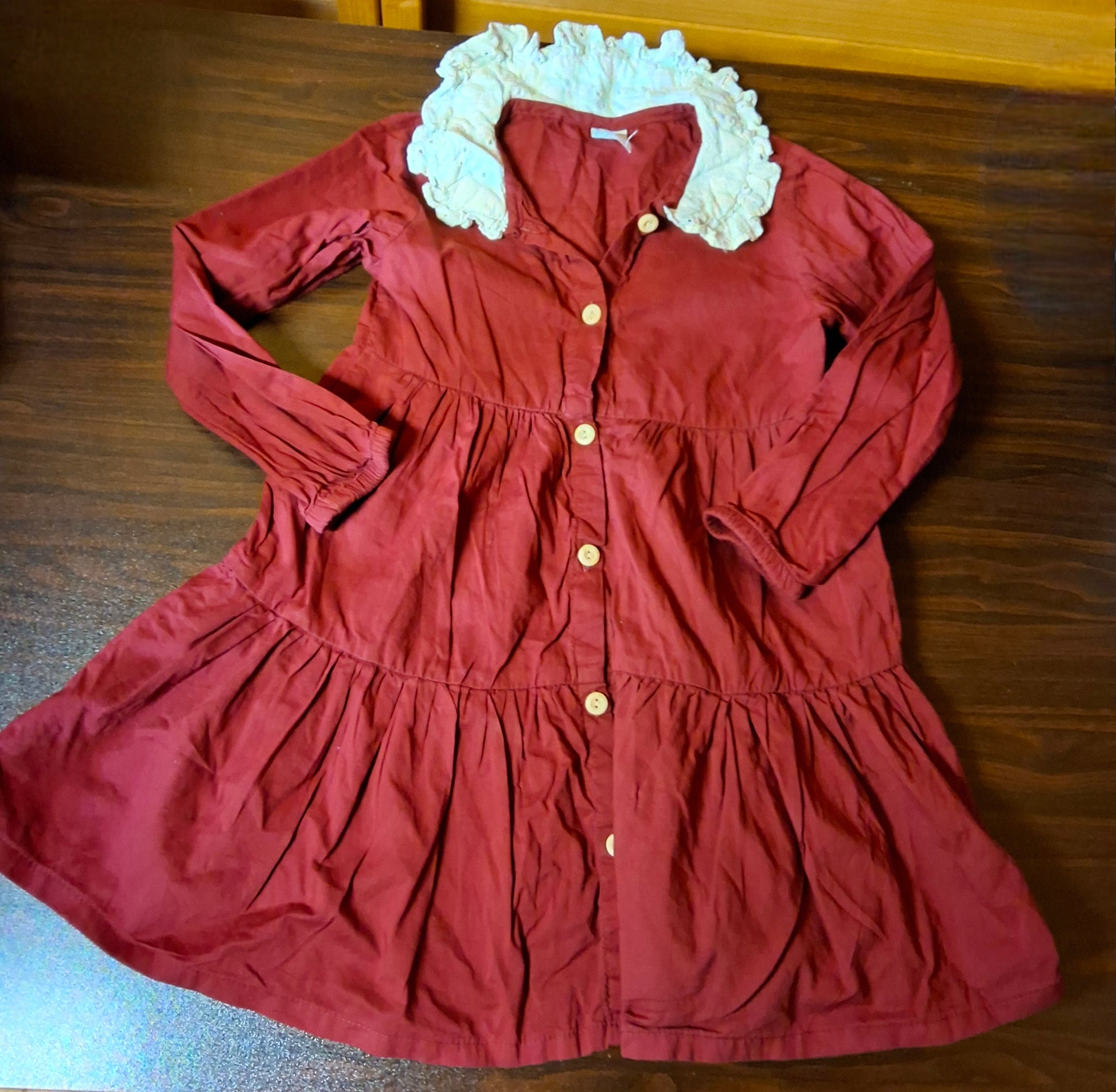 H&M Girls Burgundy Red Dress – 2-3 Yrs – 100% Cotton
