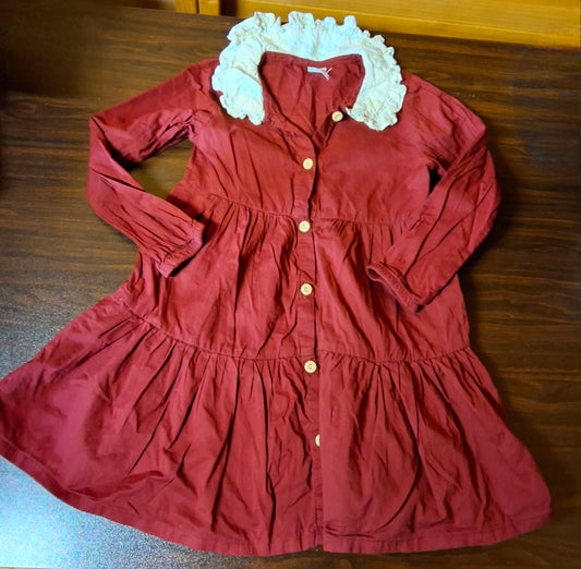 H&M Girls Burgundy Red Dress – 2-3 Yrs – 100% Cotton