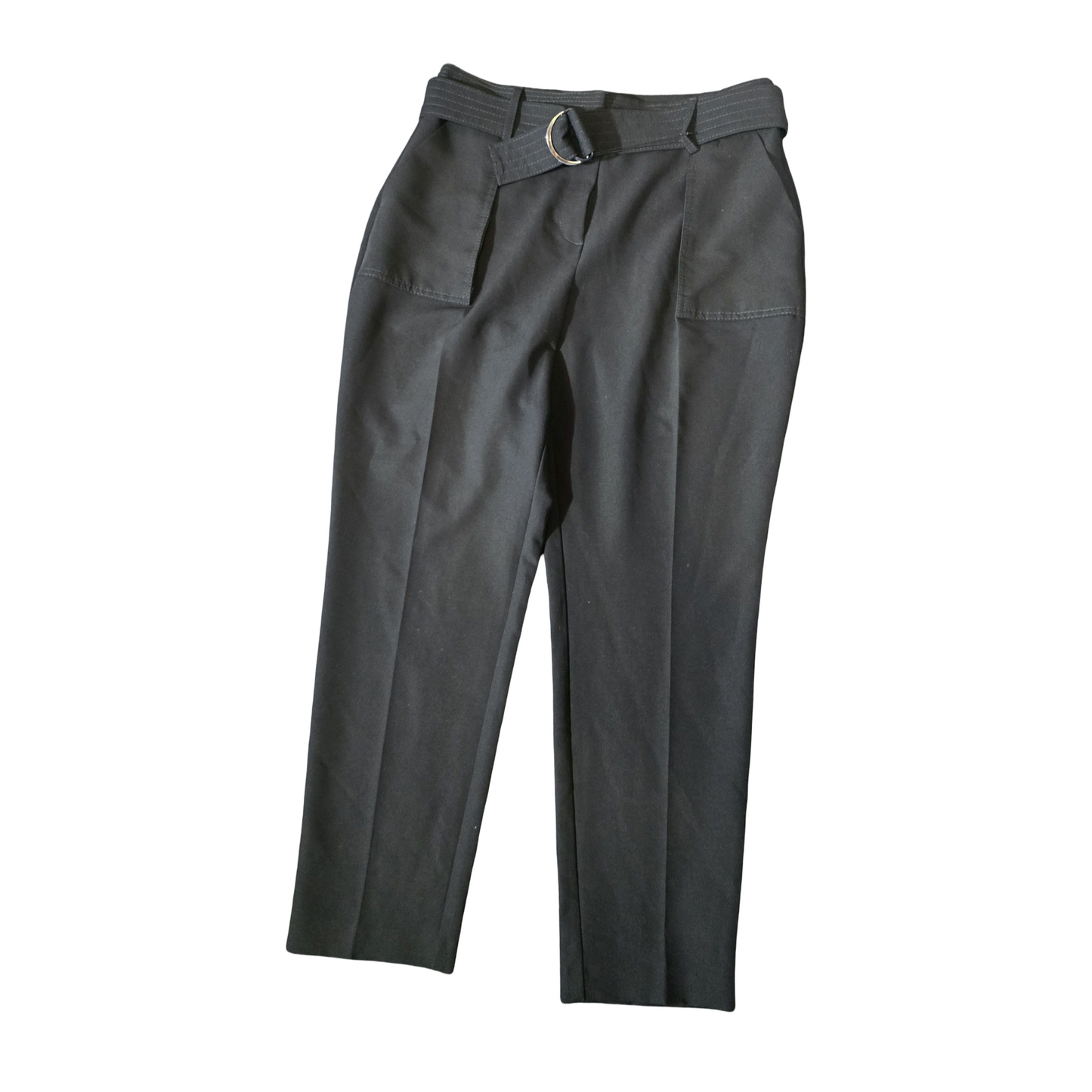 Next Petite Black Slim Leg Trousers with Belt – Size 12