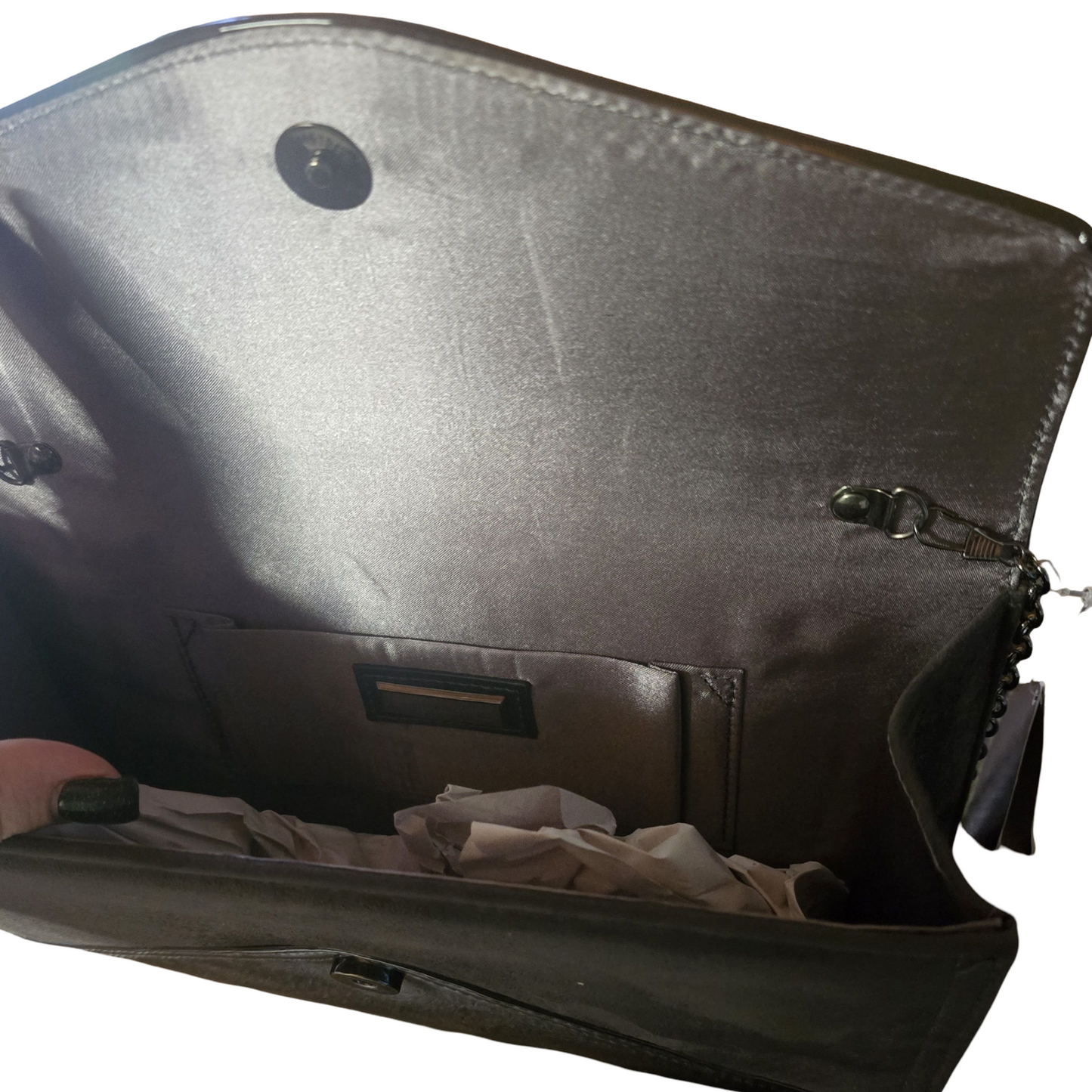 Hotter Grey Patent Clutch Bag with Chain Strap – New with Tags