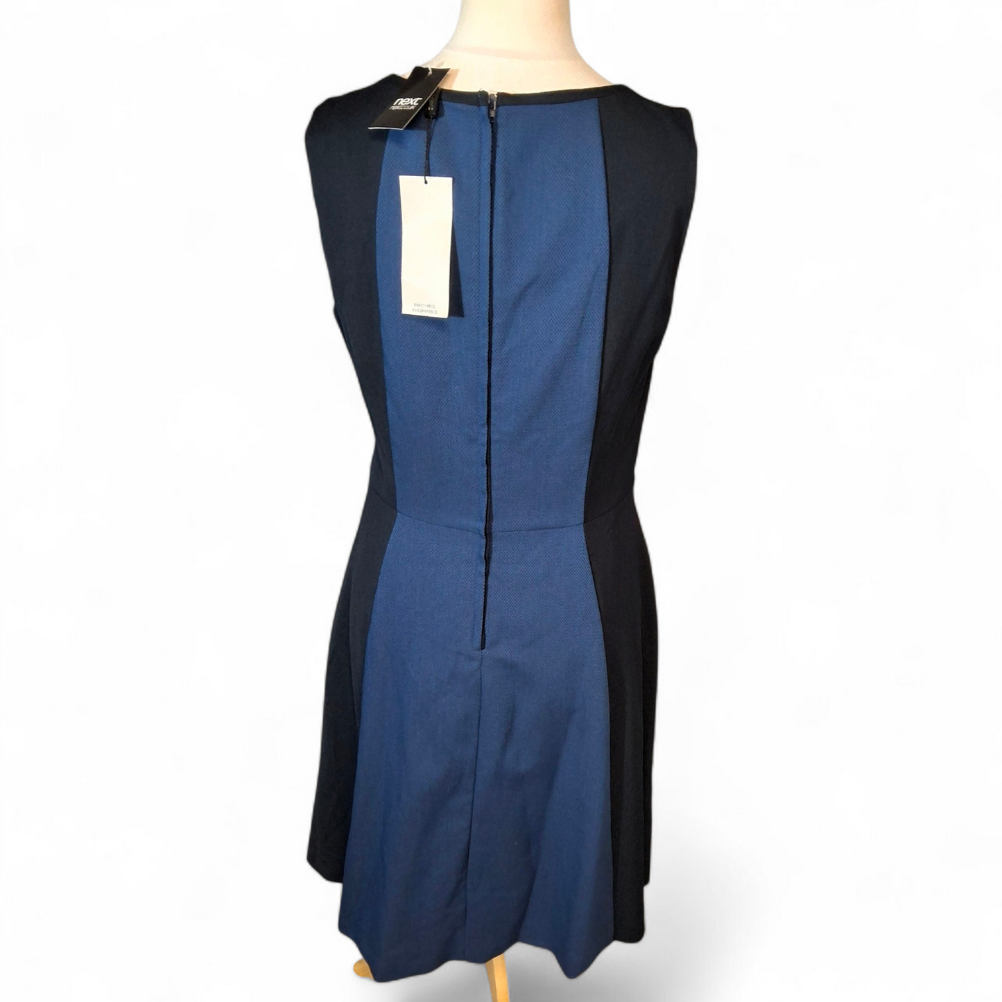 Next Blue & Black Sleeveless Flared Midi Dress – Size 14 Reg – NWT