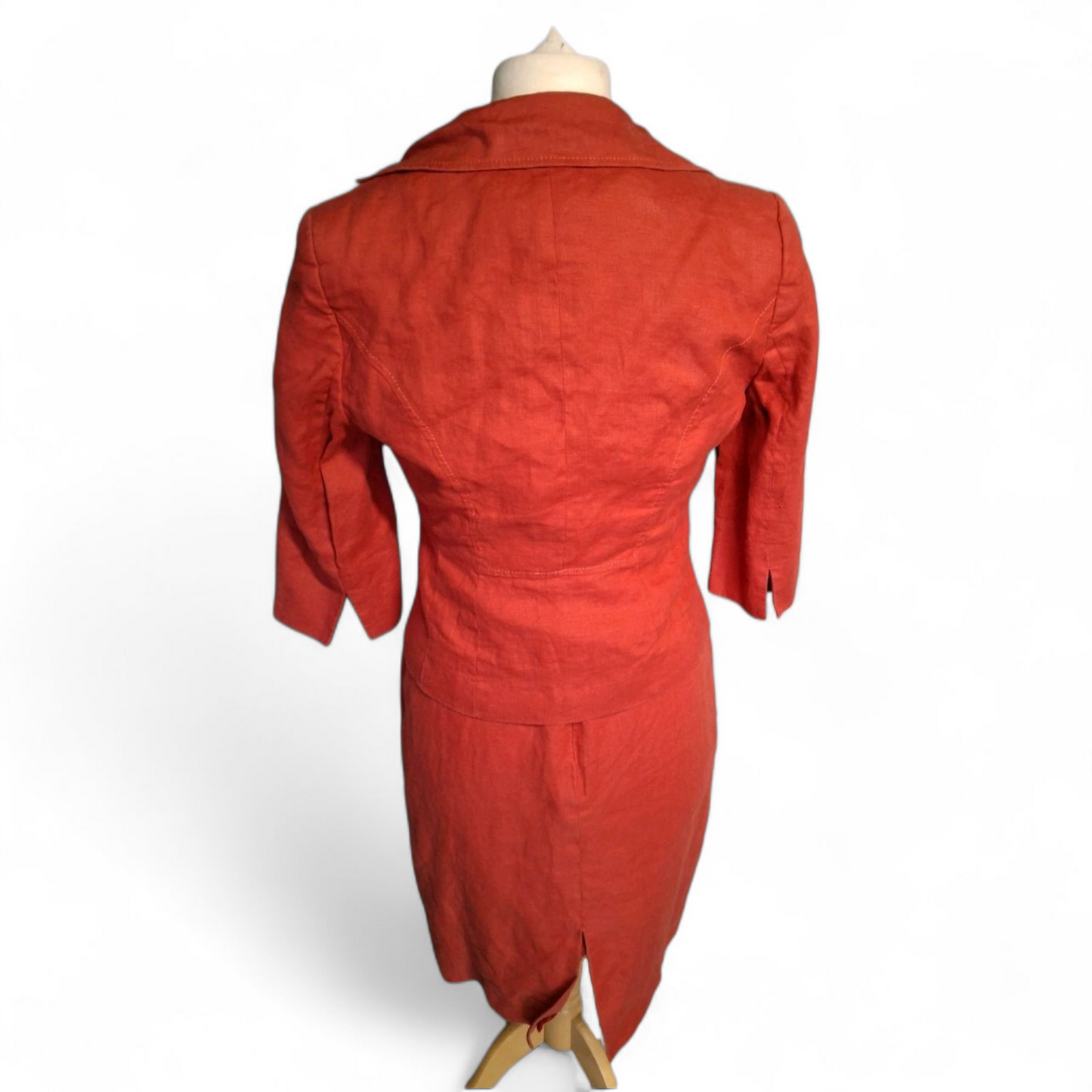 Debenhams Petite Red Linen Dress & Blazer Set – Size 14 Dress / 12 Blazer – Classic Duo
