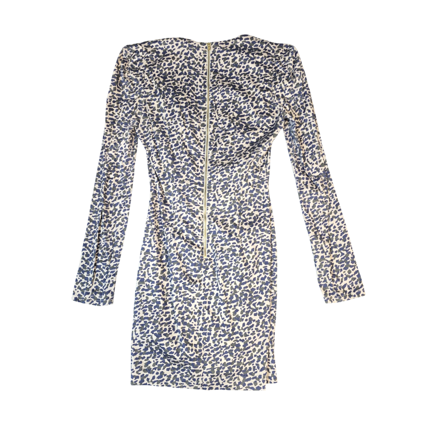 French Connection Dress Navy & Beige Size 10 Animal Print Mini