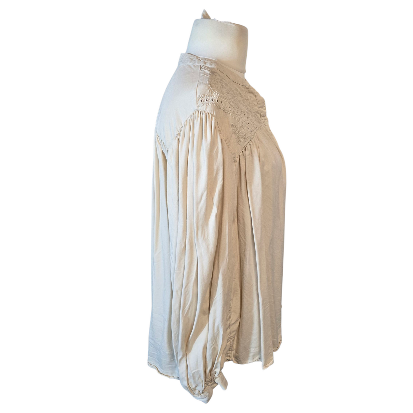 Tu Beige Oversized Lyocell Blouse – Size 18 – Long Sleeve