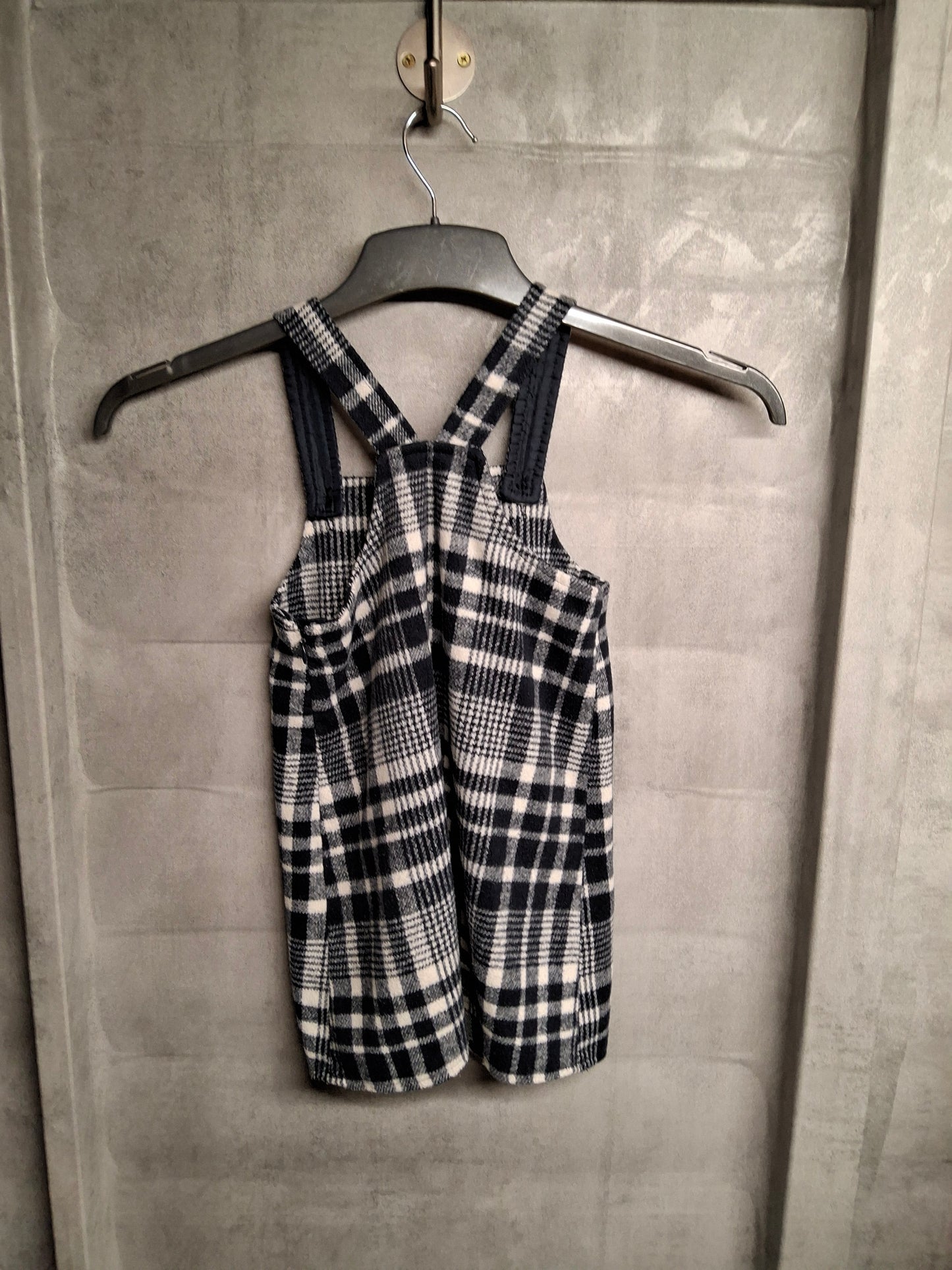 F&F Navy & White Checked Pinafore Dress – Girls 4-5 Years – Wool Blend