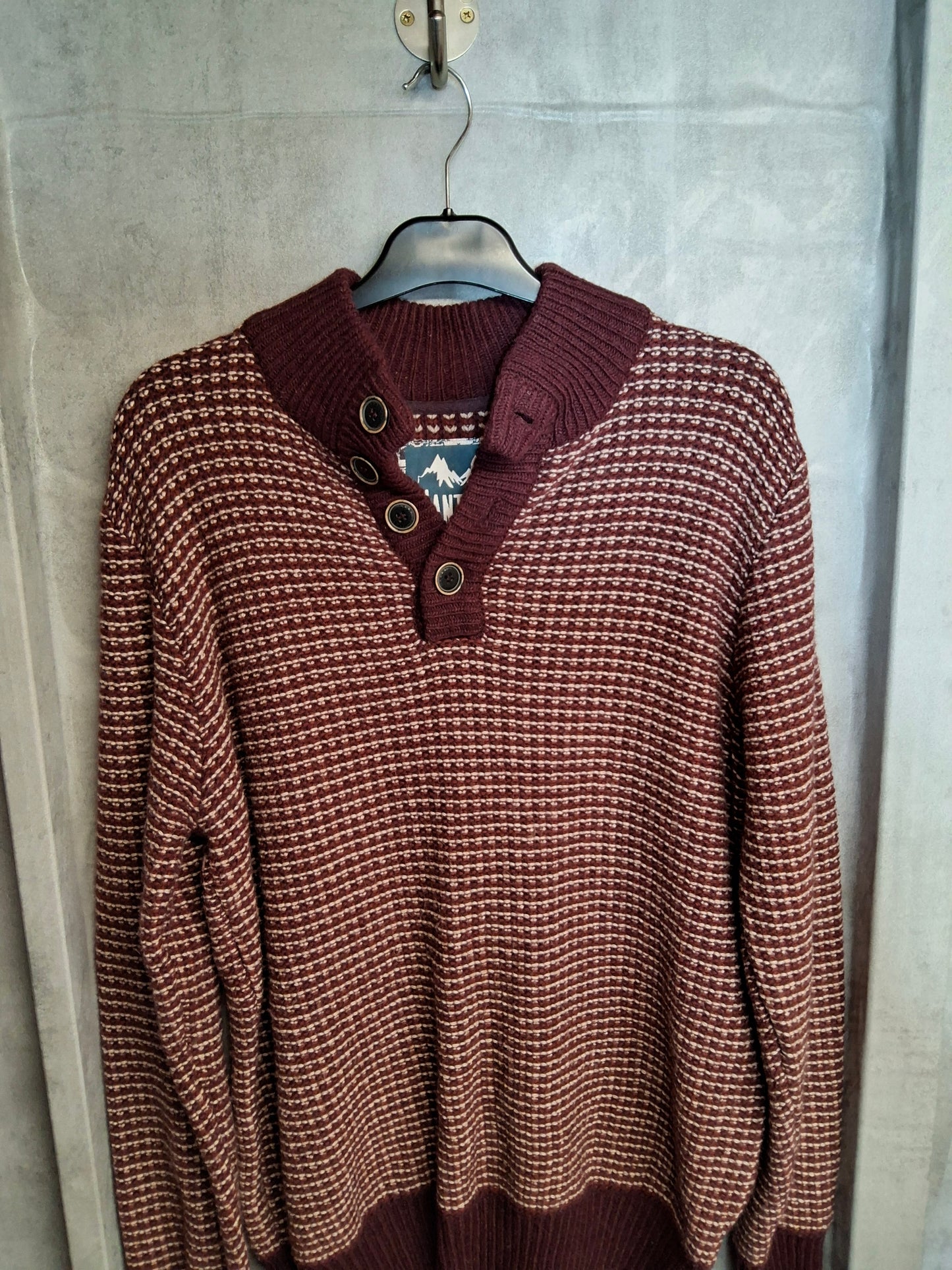 Mantaray Burgundy & White Knit Jumper – Men’s M – Wool Blend