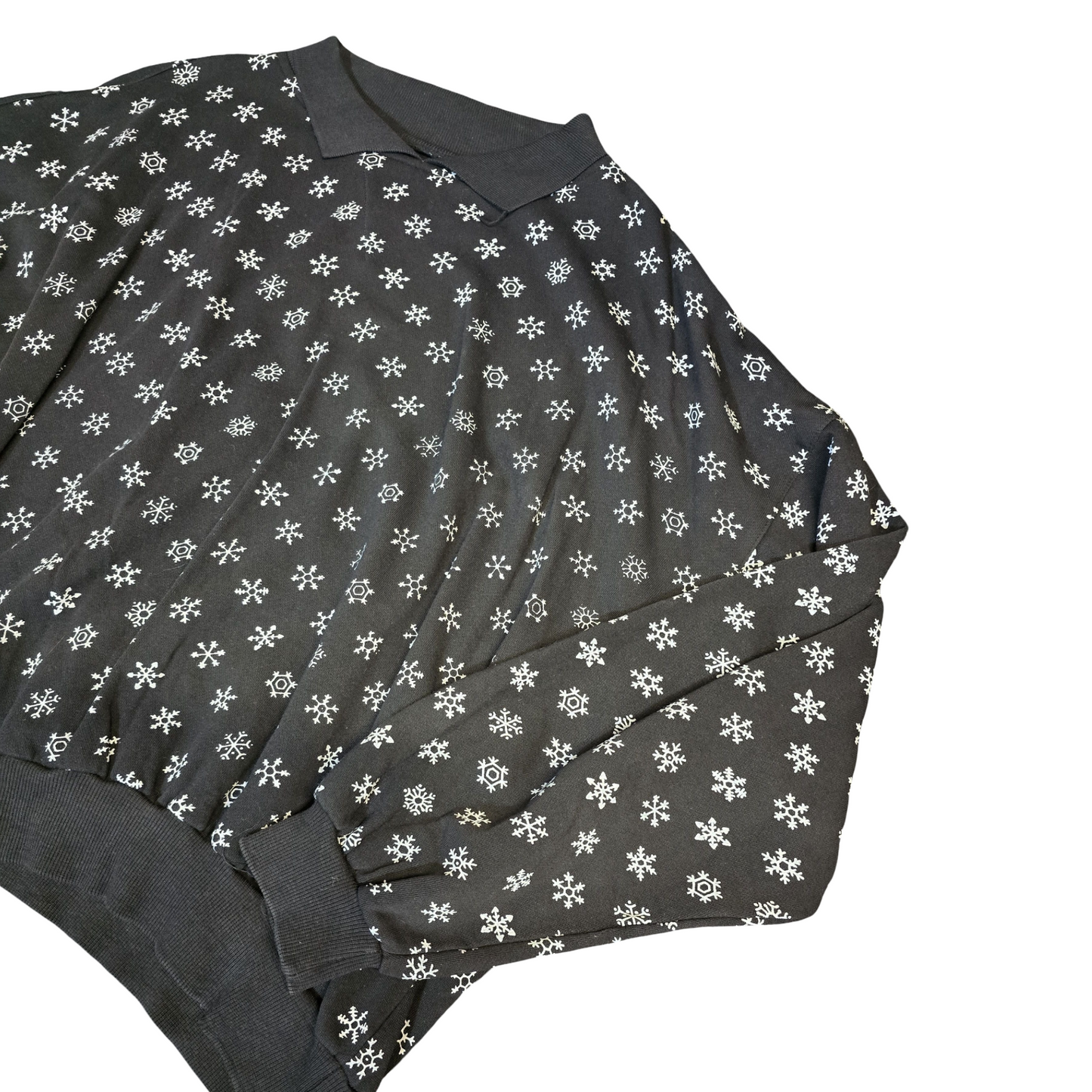 Vintage California Black & White Snowflake Collared Xmas Jumper – Unisex – Relaxed Fit
