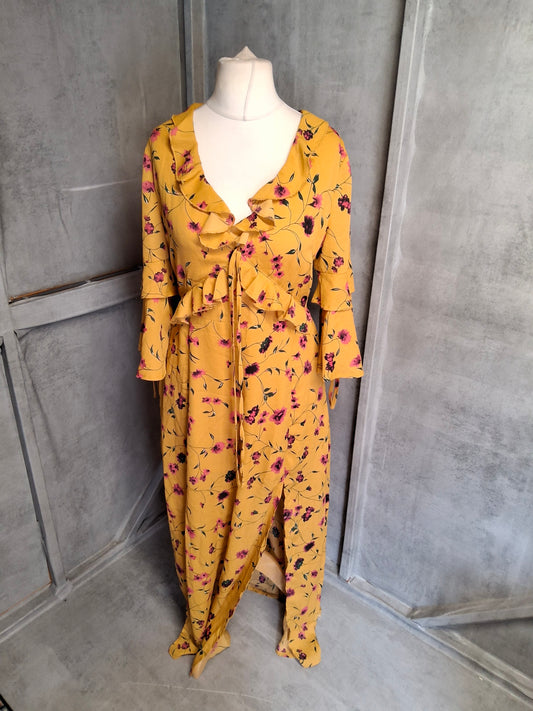 Amalie & Amber Yellow Floral Maxi Dress – Size M (UK 10) – NWT