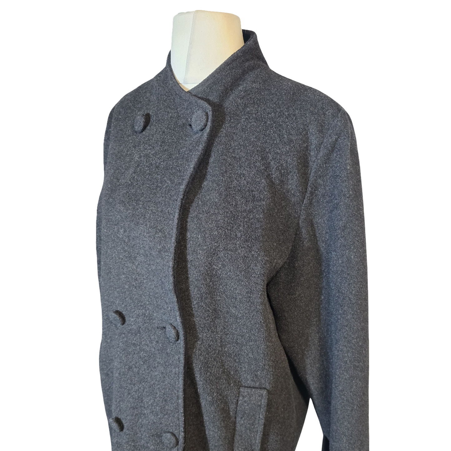 EWM Pure Classics Black Wool Blend Overcoat – Size 14 – Cashmere Blend