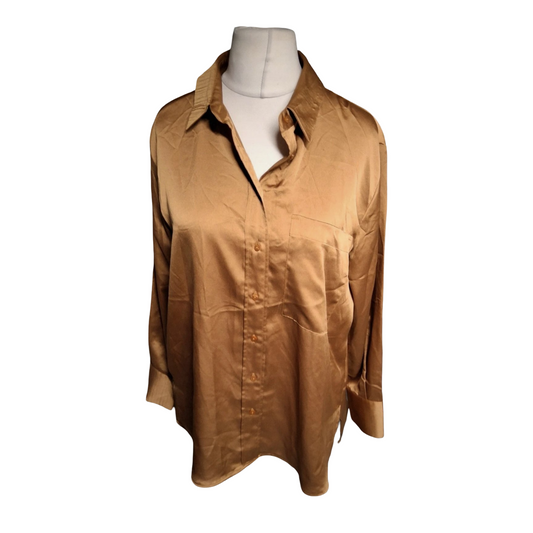 Mango Gold Oversized Silky Blouse – Size L (UK size 12/14)