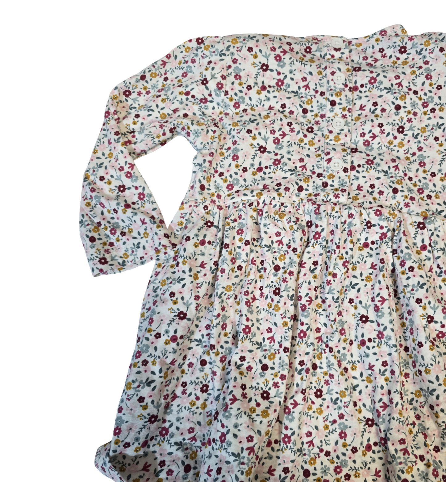 Matalan White Floral Long Sleeve Dress – Girls 6–9 Months – 100% Cotton