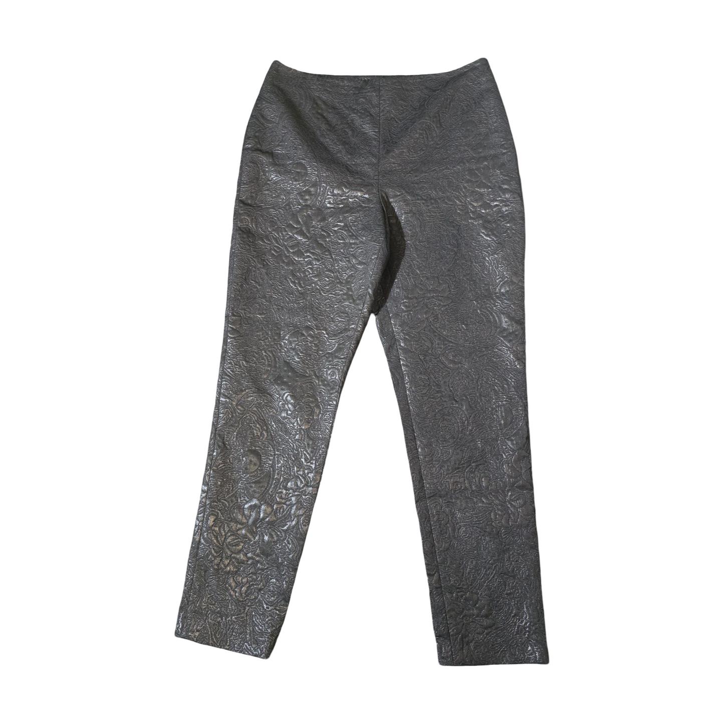 Autograph Black Patterned Slim Leg Trousers – Size 10 – High Waisted Elegance