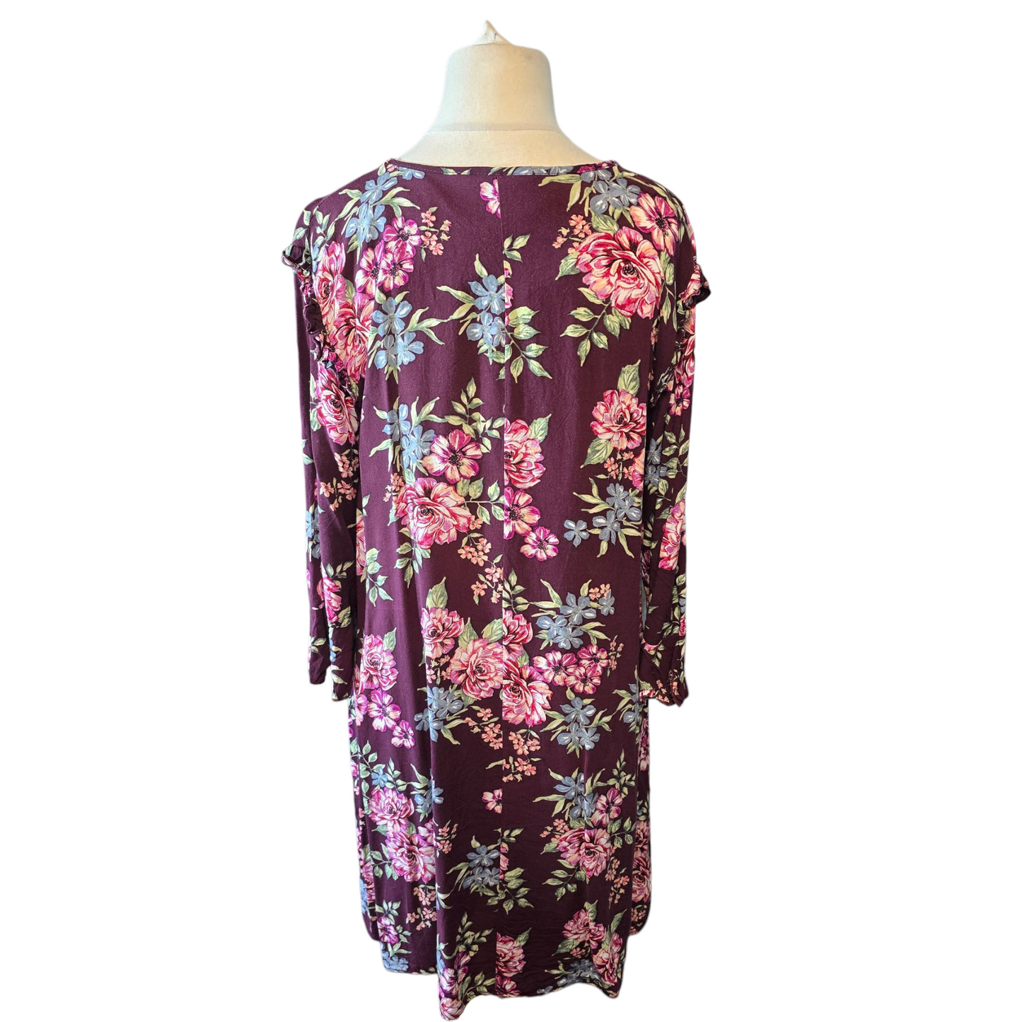 Peacocks Purple Floral Knee-Length Dress – Size 20