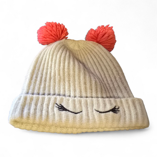 F&F Cream & Pink Knitted Winter Hat – Age 11–13 Years Girls