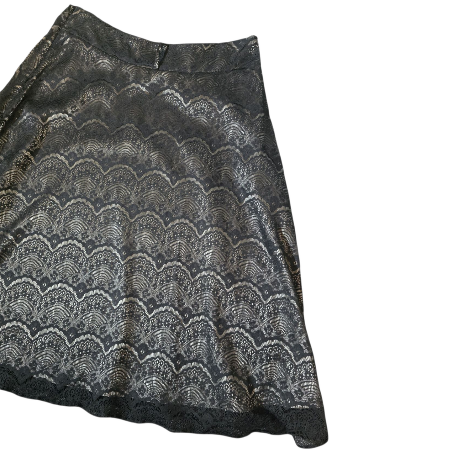 Wallis Black Netted Flared Midi Skirt – Size 14 – Grey Lining, Elegant & Versatile
