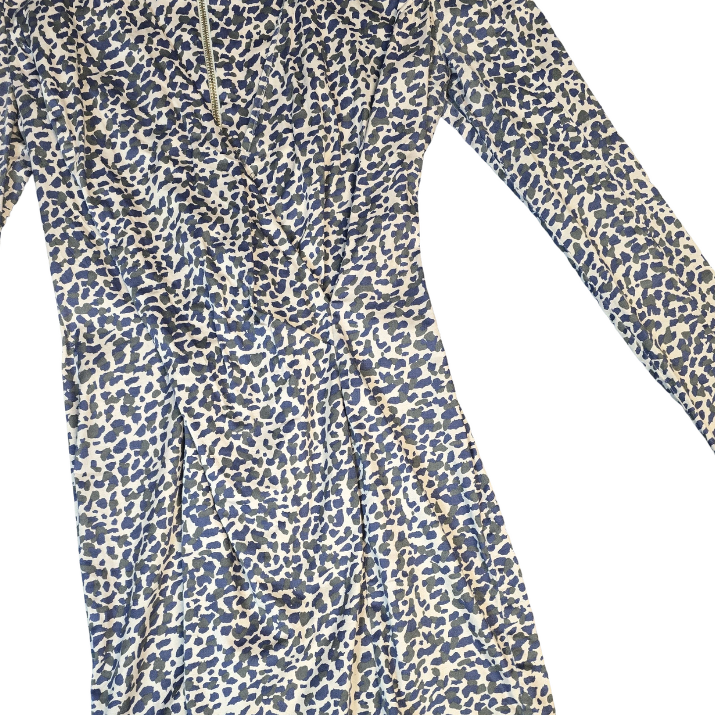 French Connection Dress Navy & Beige Size 10 Animal Print Mini