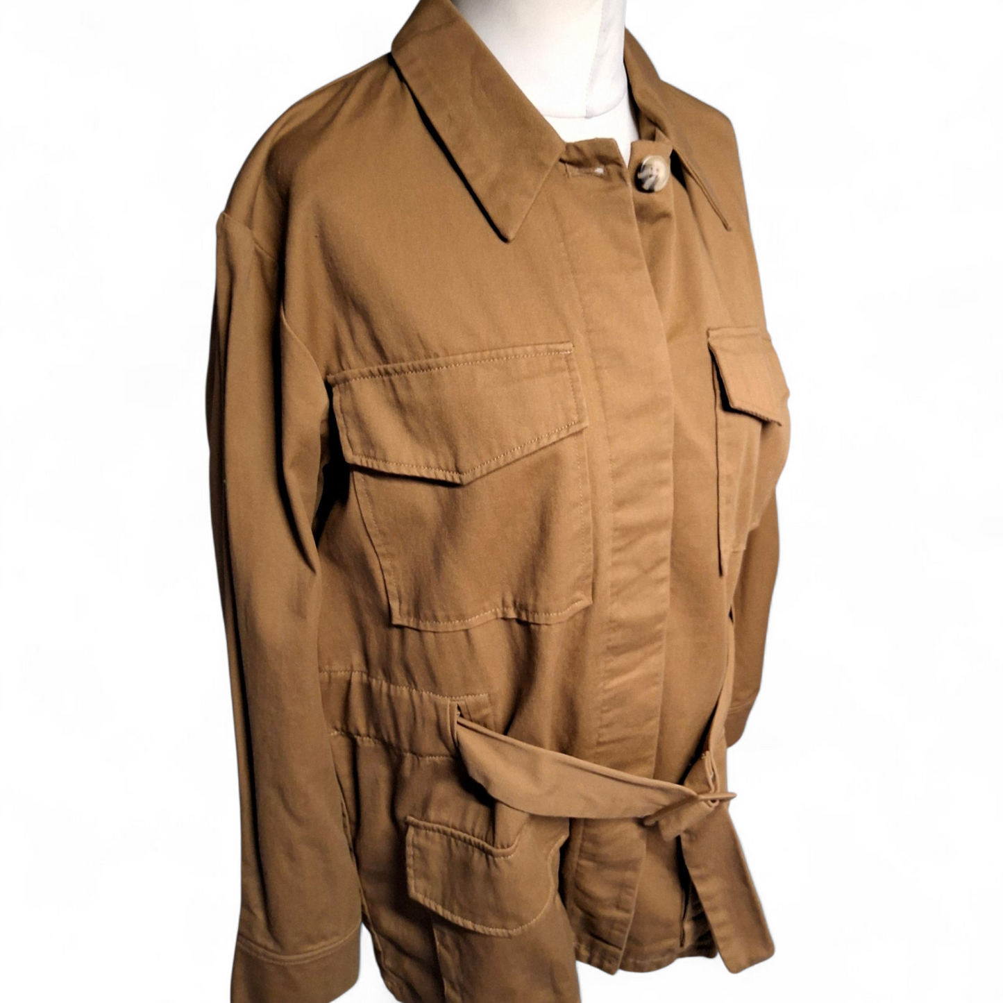 La Redoute Brown Cotton Belted Shacket – Size 12 – Timeless Layering