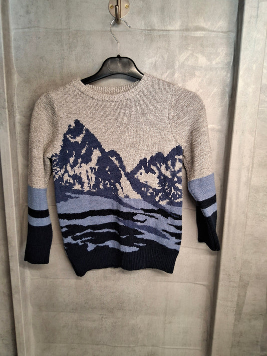 F&F Boys Grey & Blue Knit Jumper – Age 7-8 Years – Polyester Acrylic
