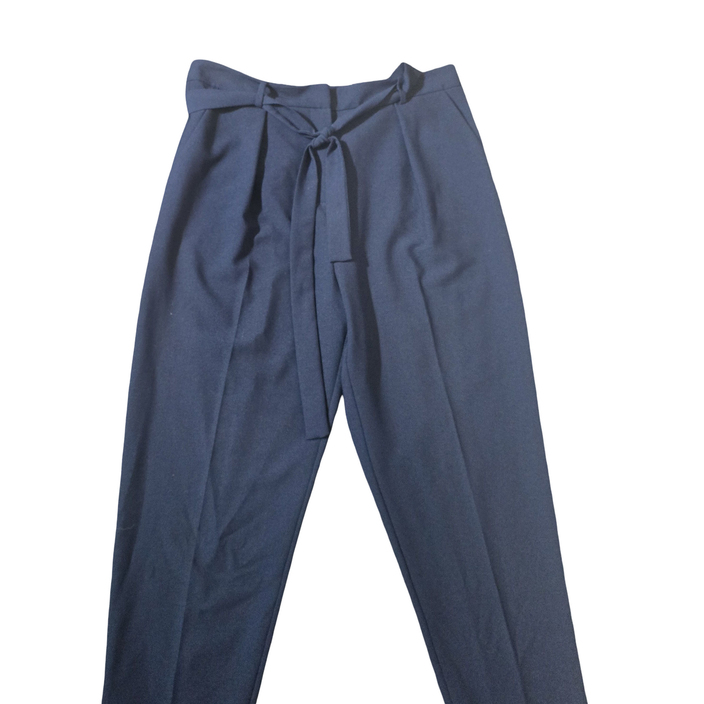 Topshop Navy Blue Slim Leg Trousers with Belt – Size 14