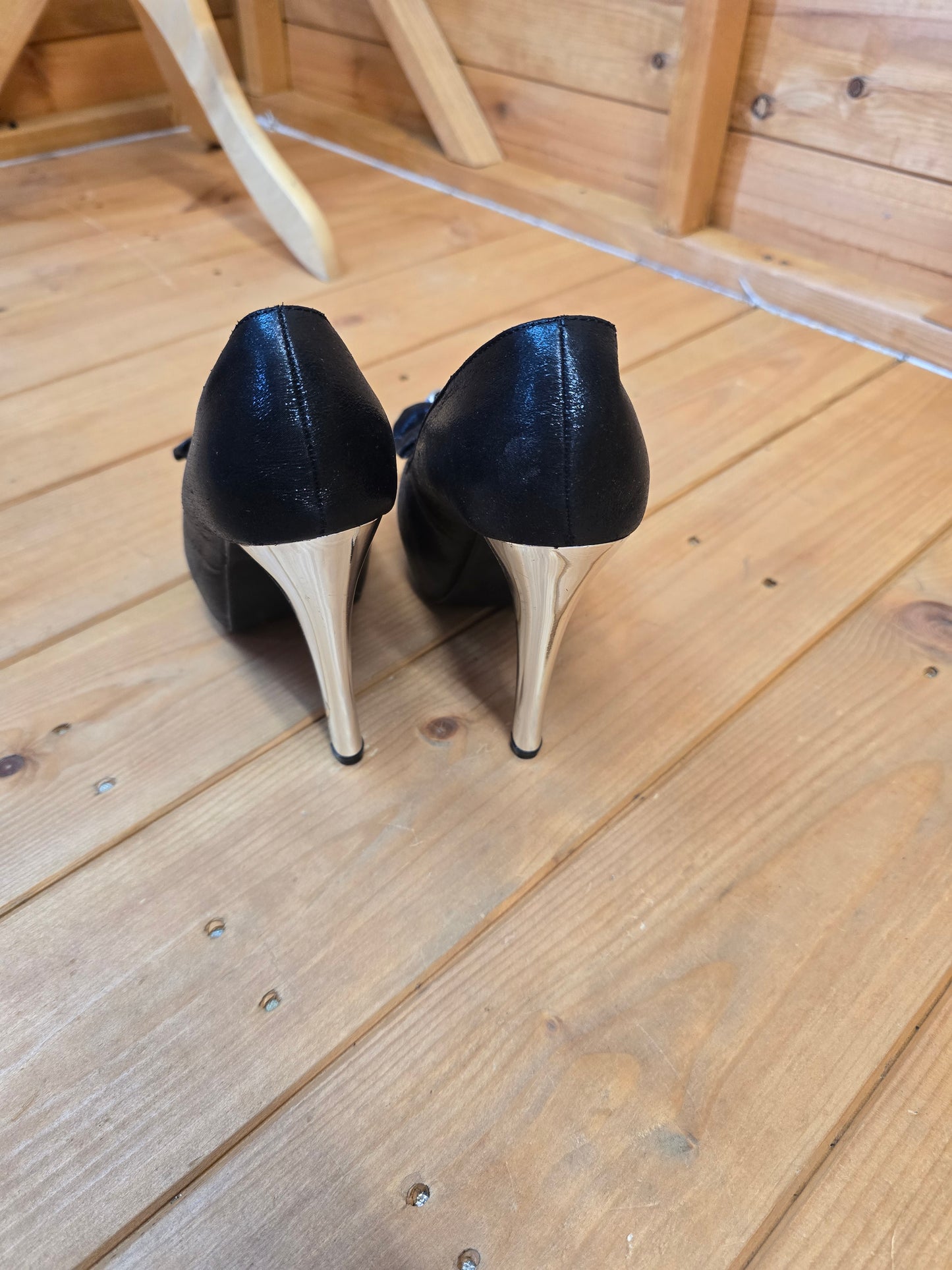Jumex Black & Silver Gem Bow High Heels – UK Size 3.5 / EU 36, 12cm Heel, New