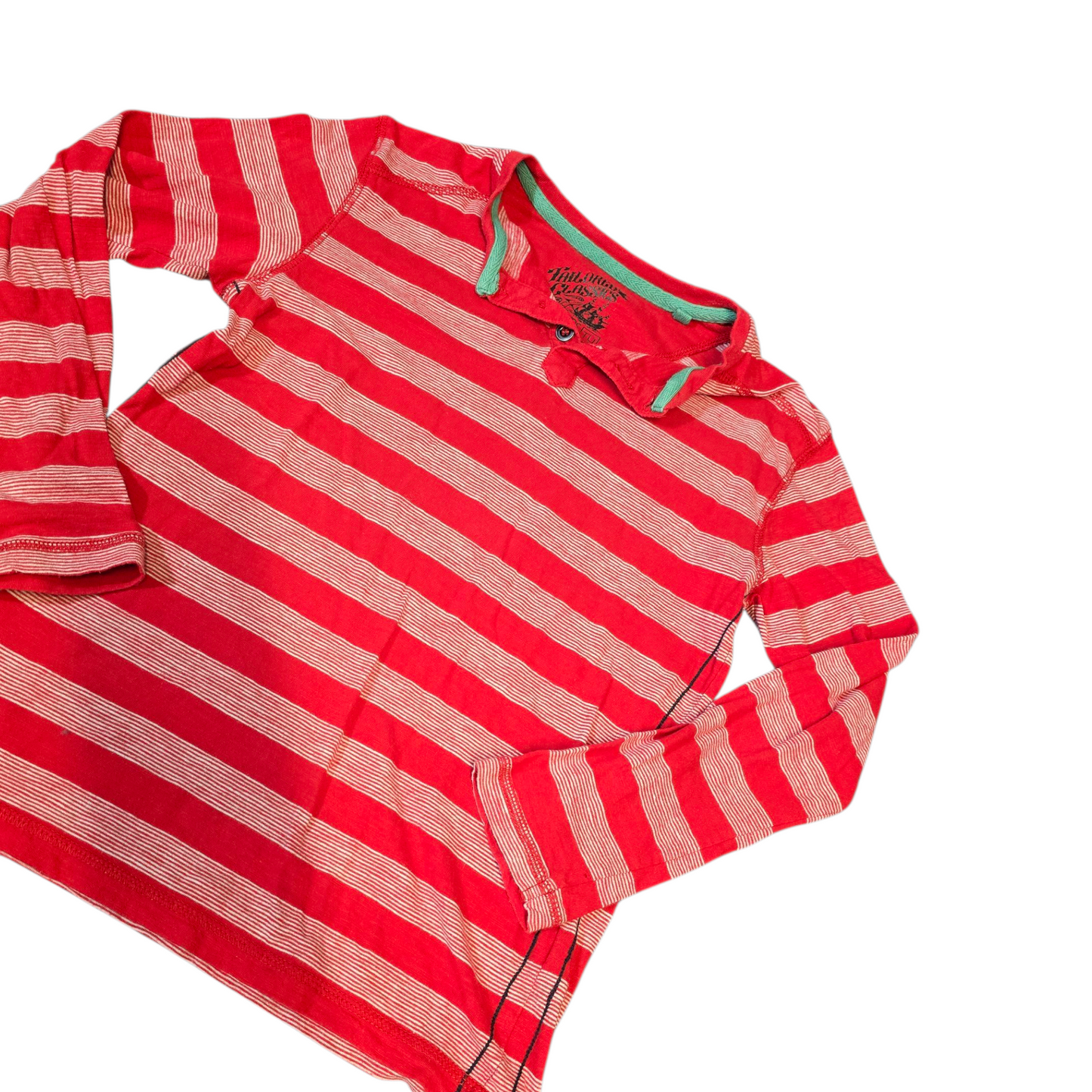 Tu Red & White Striped Long Sleeve Tee – Age 8 Years – 100% Cotton Boys
