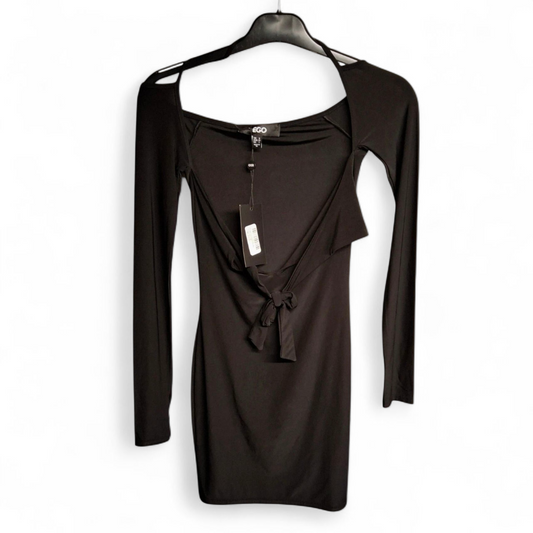 EGO Black Cut-Out Tie Front Bodycon Mini Dress – Size 6 – NWT