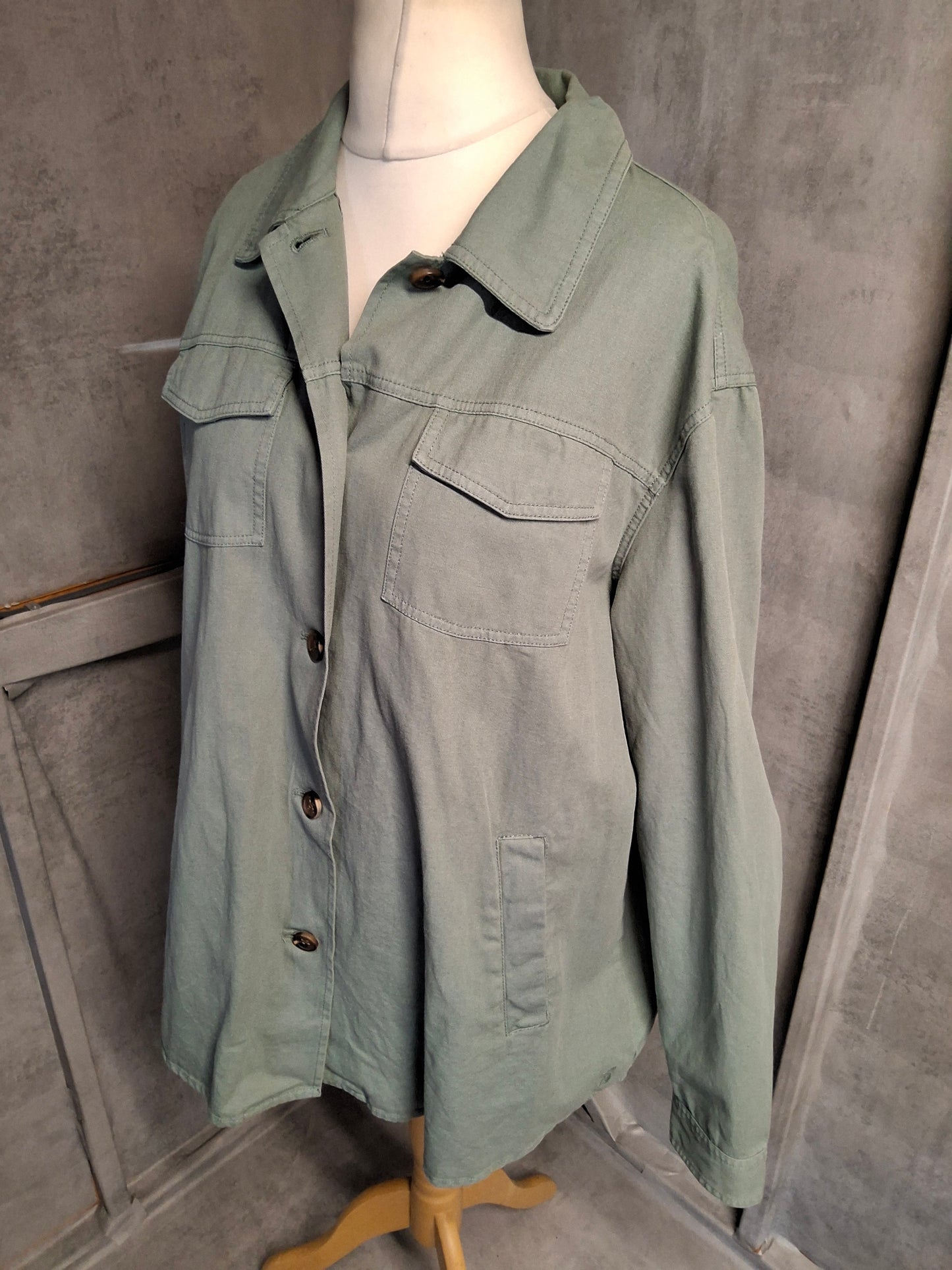 Joules Khaki Green Cotton & Linen Blend Shacket – Size 14