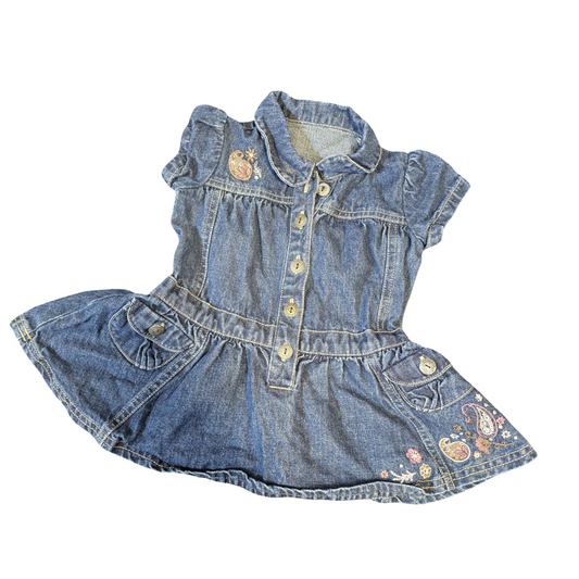 Matalan Girls Denim Dress – Age 6–9 Months – 100% Cotton