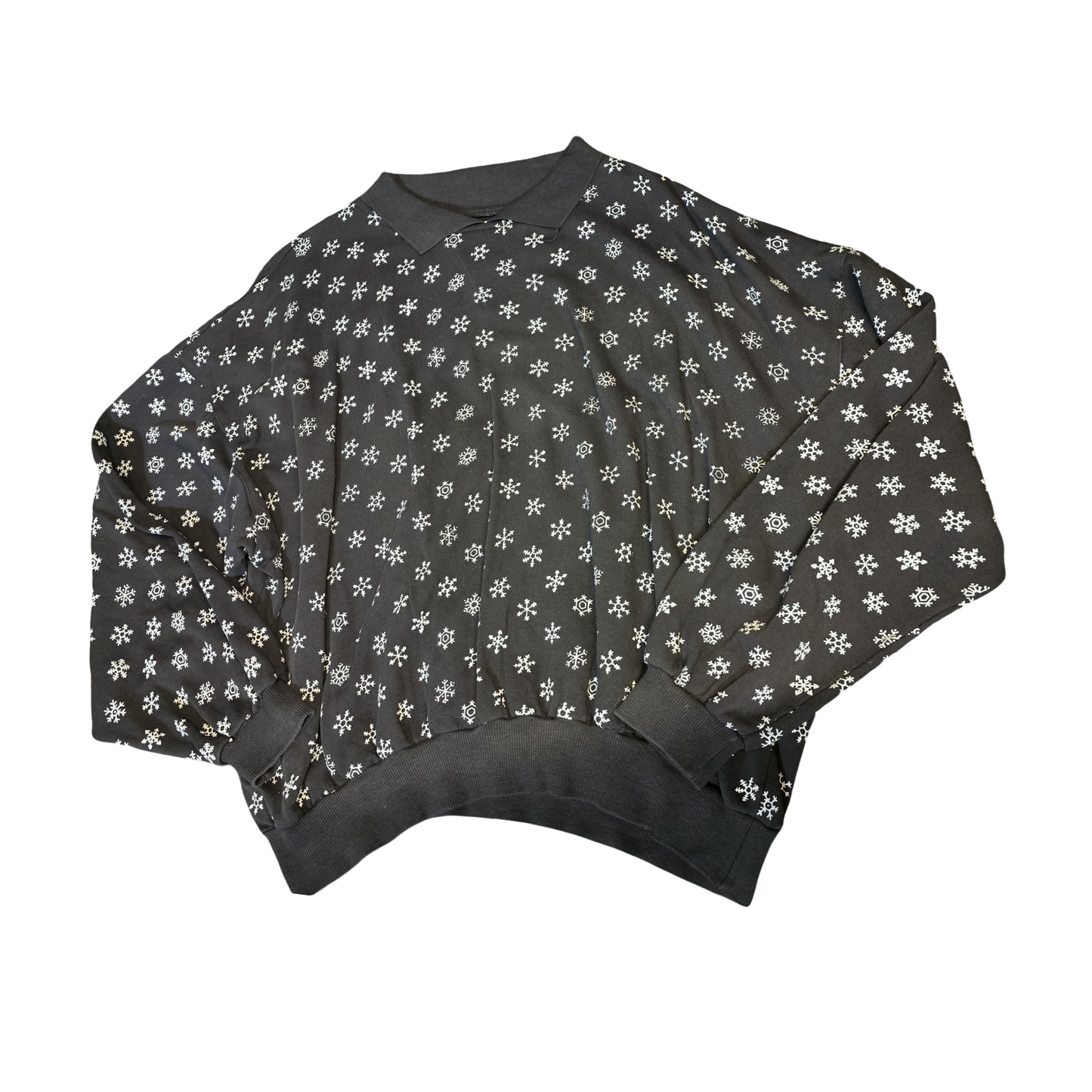 Vintage California Black & White Snowflake Collared Xmas Jumper – Unisex – Relaxed Fit