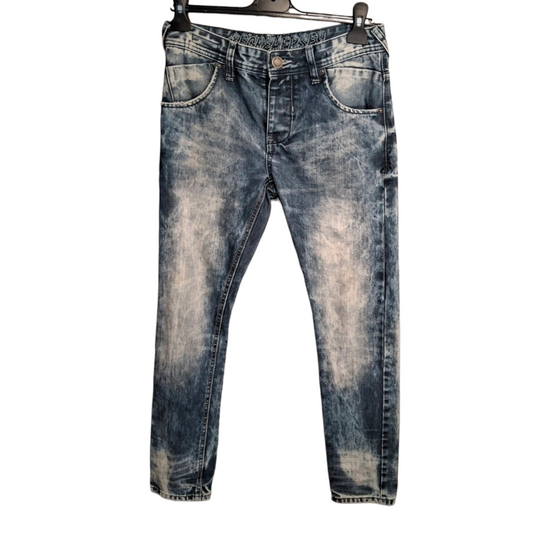 Beck & Hersey Men’s Slim Leg Jeans – Blue Acid Wash – W28 S – 100% Cotton