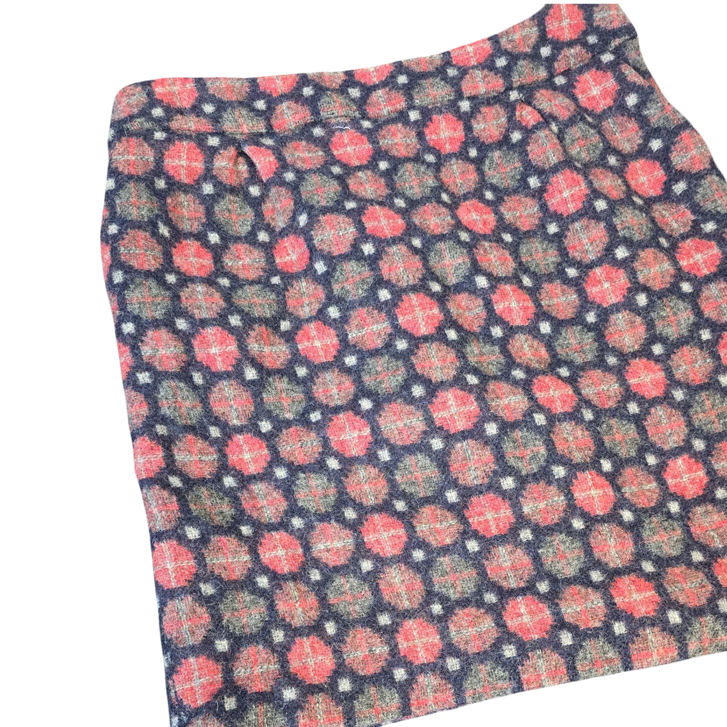 Boden Navy & Pink Wool Mini Skirt – UK 12 – Lined With Pockets