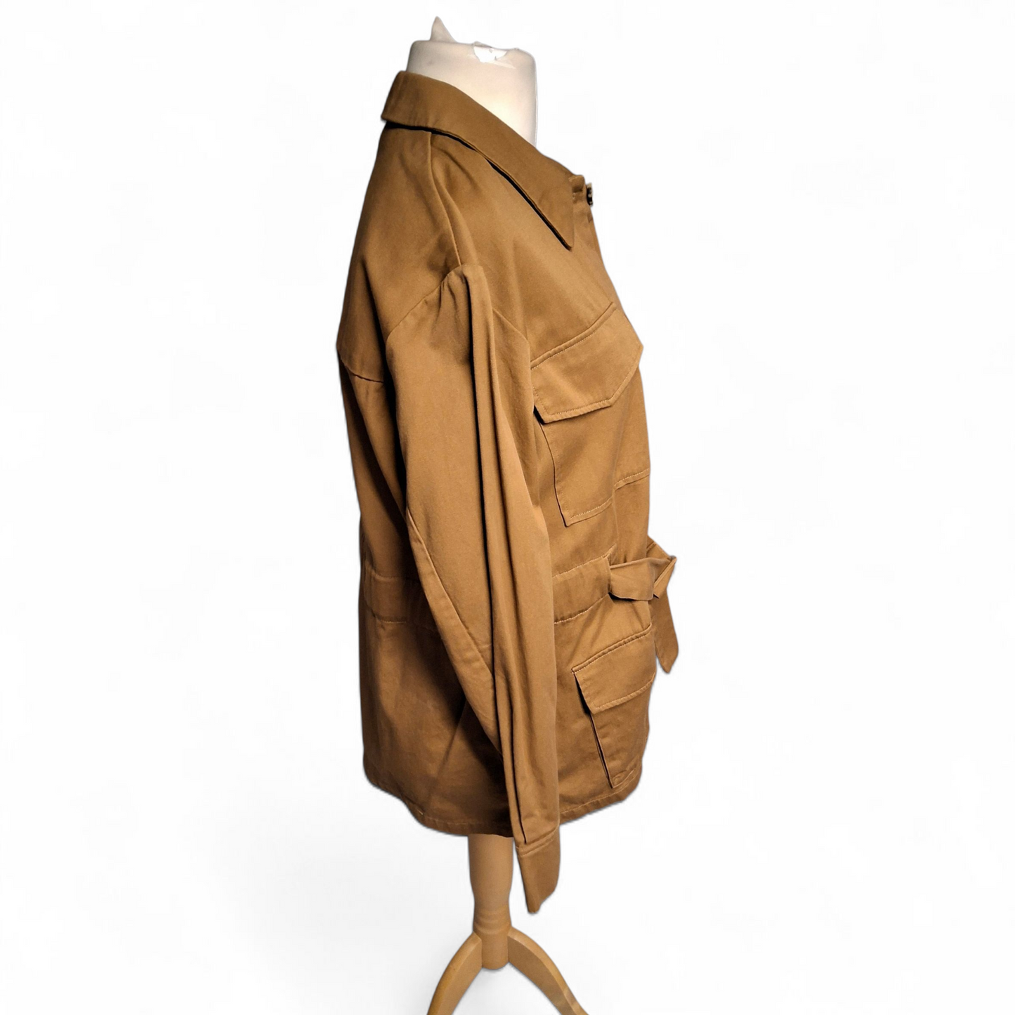 La Redoute Brown Cotton Belted Shacket – Size 12 – Timeless Layering