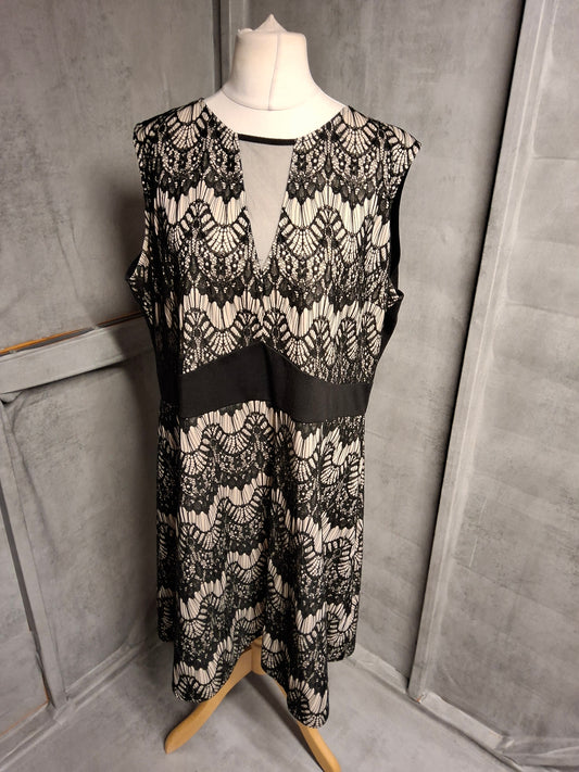 Simply Be Black & Nude Lace Midi Dress – Size 24 – Sleeveless Elegant Style