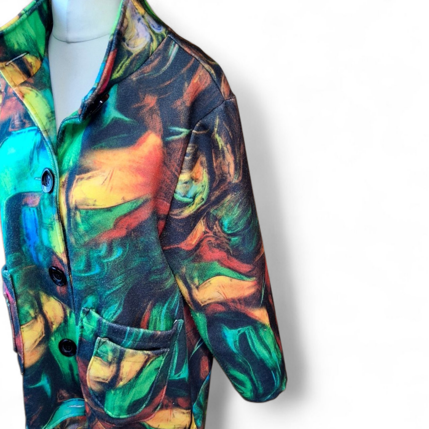 MB Germany Bold Abstract Print Coat – Wool Blend – Size 2