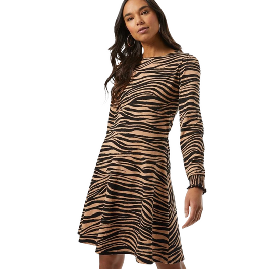 Dorothy Perkins Zebra Print Stretch Dress UK 16 – Long Sleeve Cotton NWT