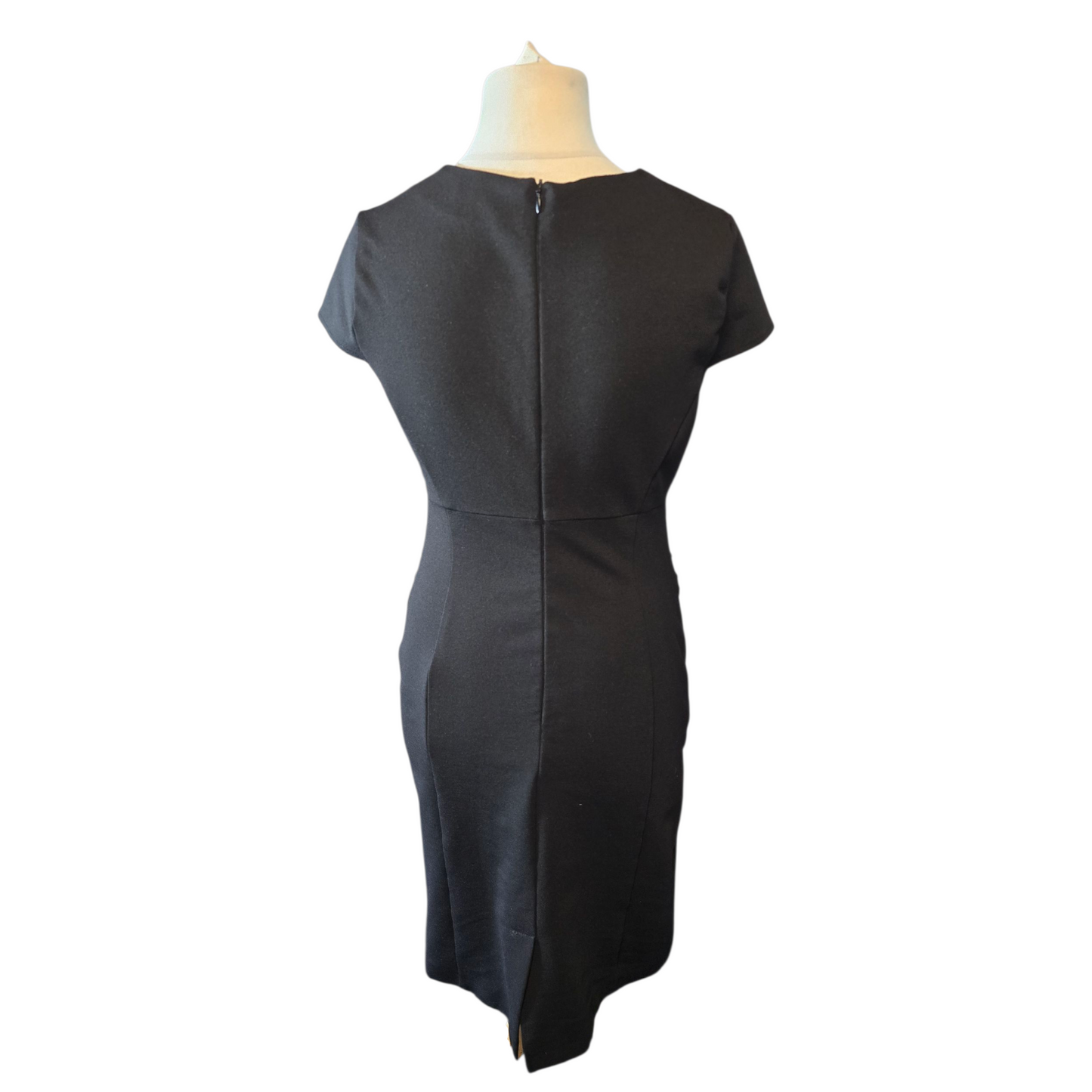 South Black Bodycon Dress with Waistband & Back Slit – Size 12